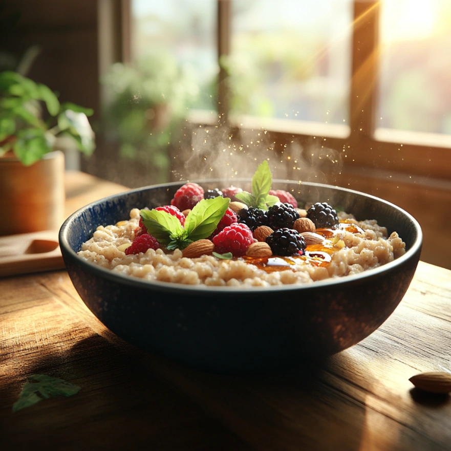 Вівсяна каша з ягодами та горіхами