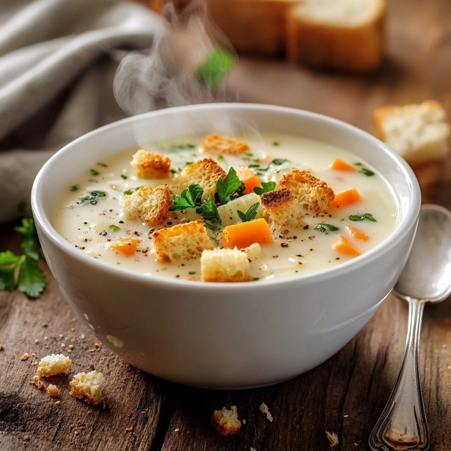 Овочевий суп-пюре з цільнозерновими сухариками